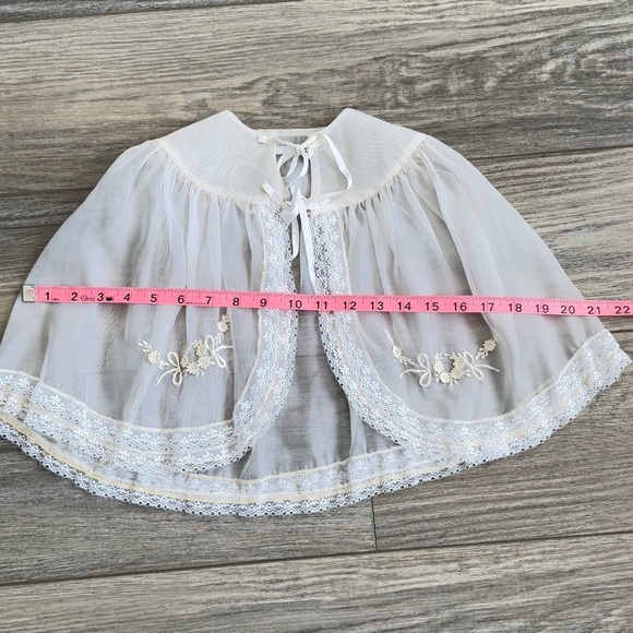 Vintage Baby/Child Baptism Christening Gown Sheer Organza Embroidery W/Shawl - Picture 16 of 16